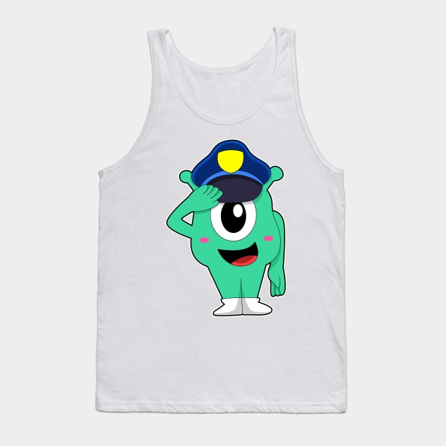 Alien as Police officer with Police hat Tank Top by Markus Schnabel